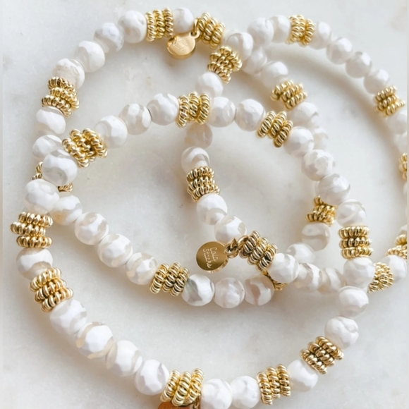 Cola Stacks Jewelry - Cola Stacks Gold and White Bracelet